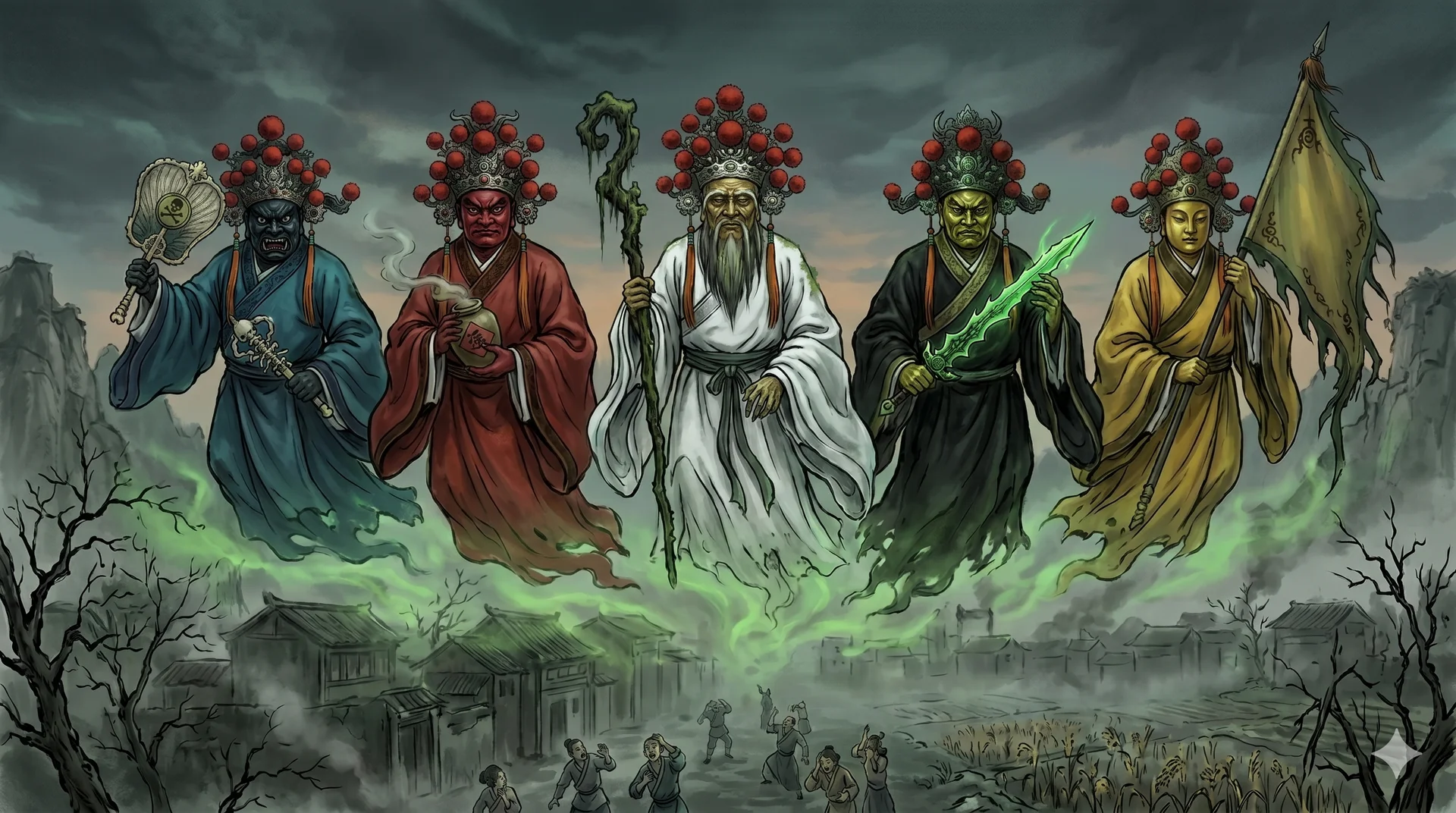 五瘟神：春夏秋冬与中央，钟馗对抗的疫病之鬼